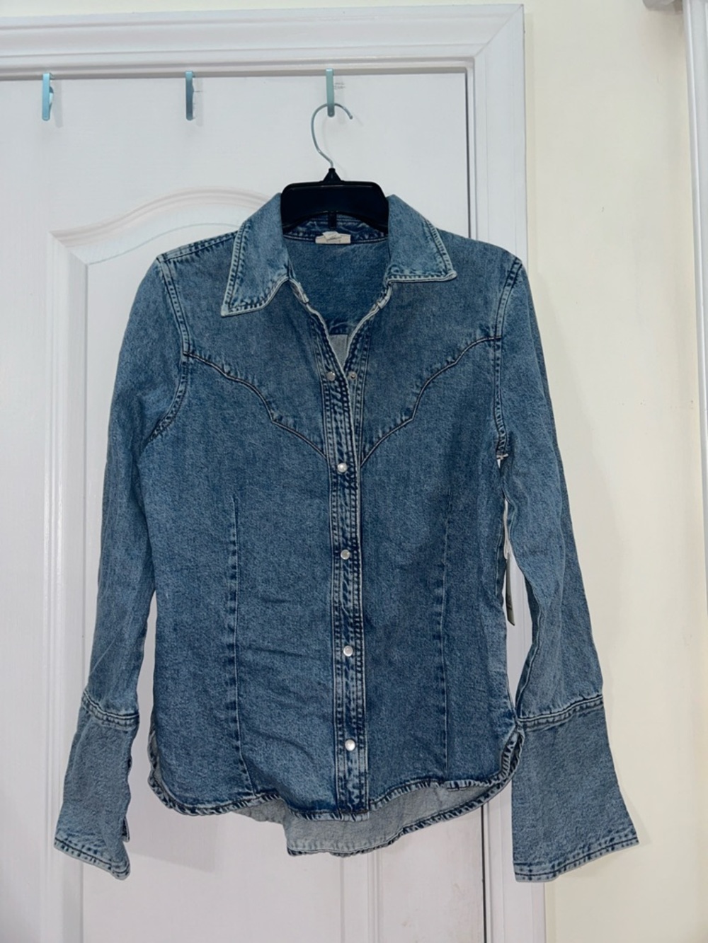 jcpenney Blue Denim Western Snap-Front Shirt